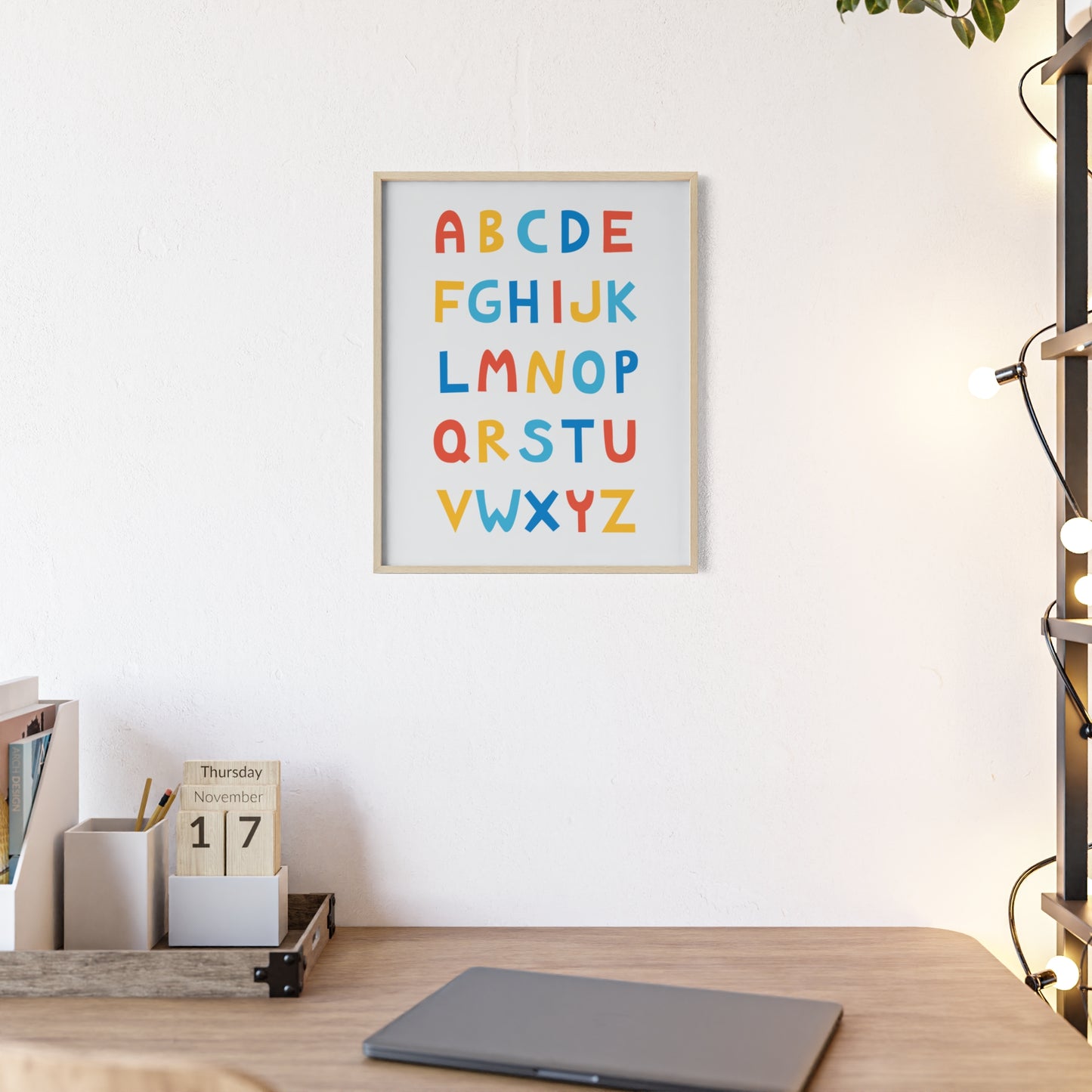 Alphabet Poster with Wooden Frame