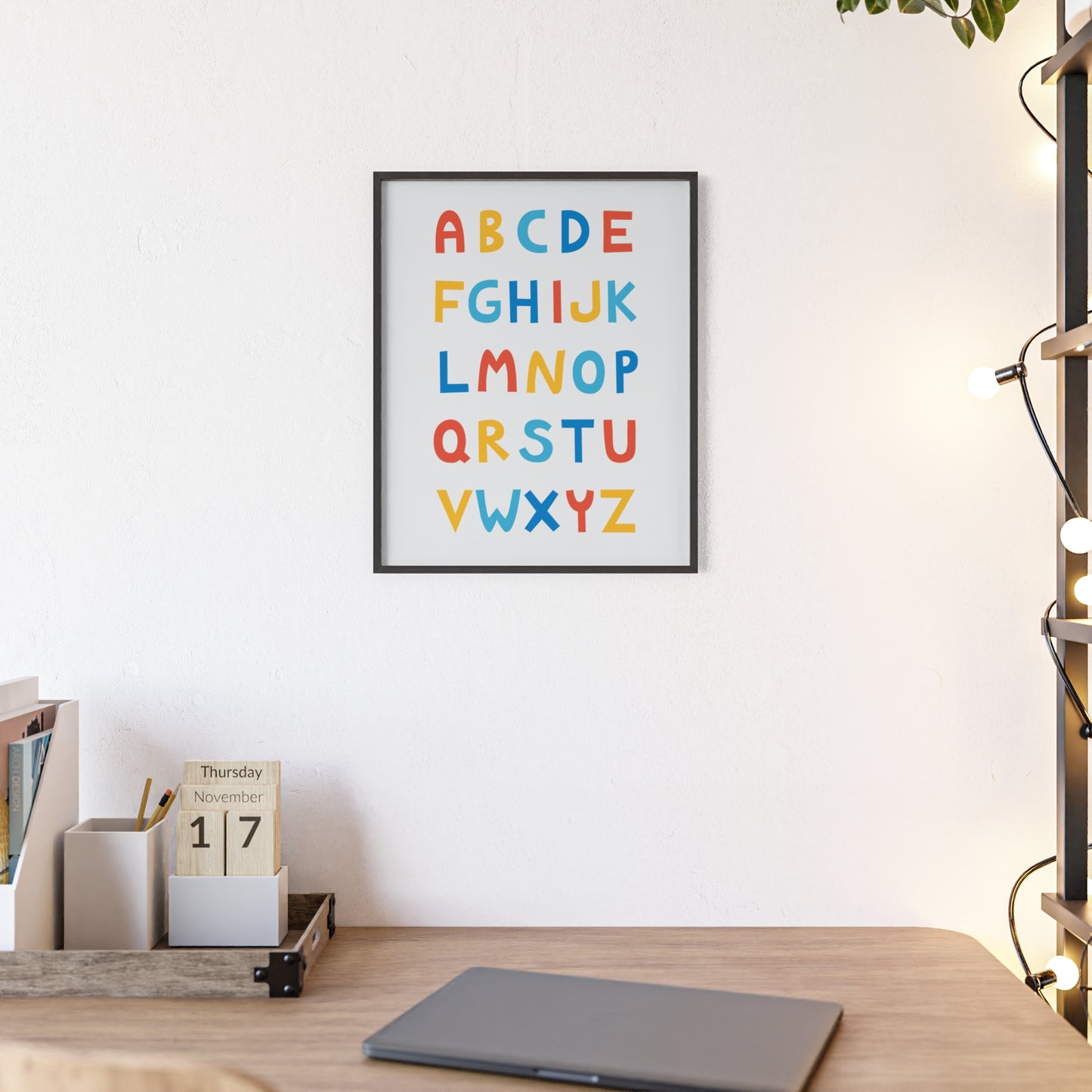 Alphabet Poster with Wooden Frame
